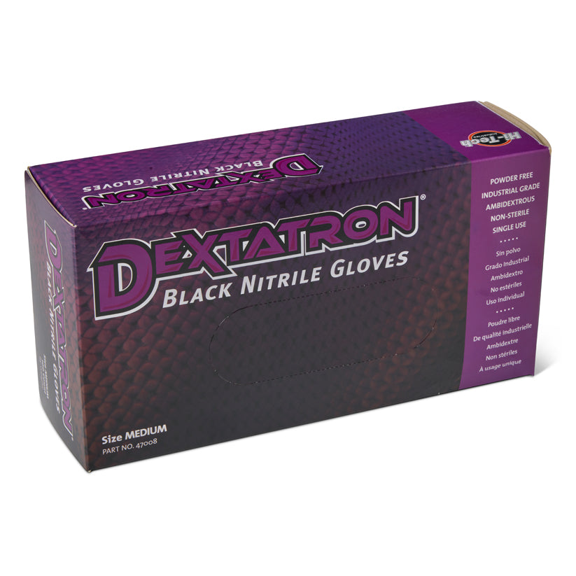 Gloves: Nitrile Black Dexatron Size Medium Item #6665